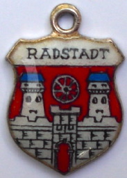 RADSTADT, Austria- Vintage Silver Enamel Travel Shield Charm